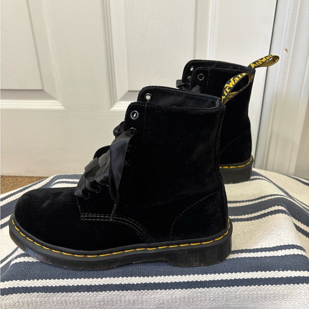 Dr. Martens Black Lace Up velvet Boots